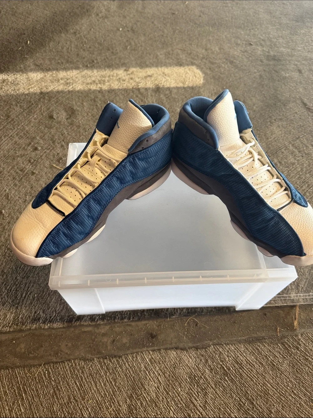 Jordan Retro High-Top Sneakers in White and Navy